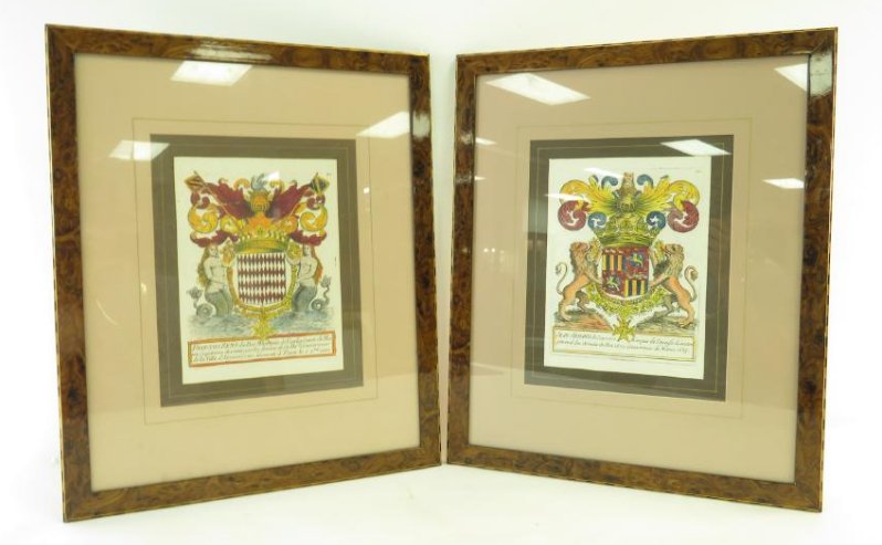 TWO COAT OF ARMS HAND COLORED PRINTS (1 of 5)