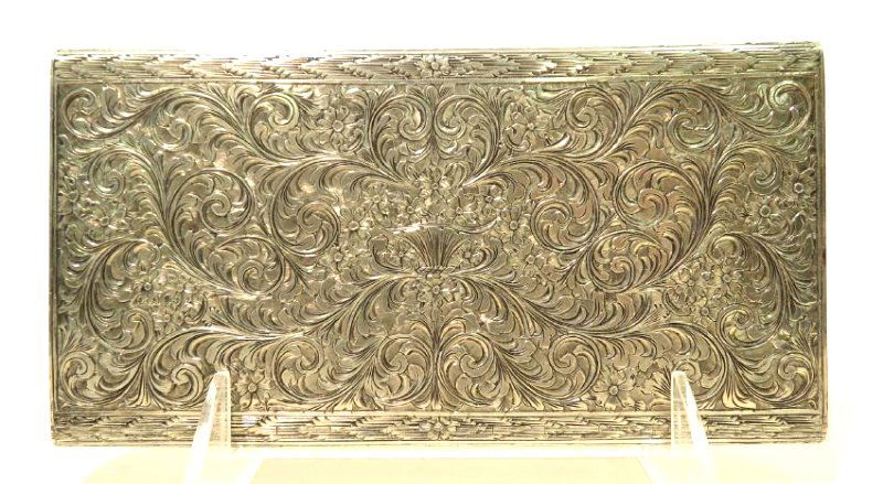 ANTIQUE ENGRAVED SILVER CIGARETTE CASE OR WALLET (1 of 6)