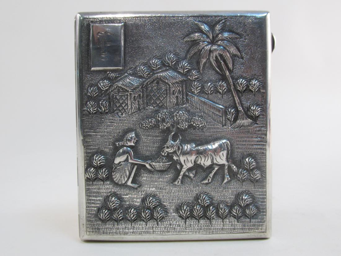 VINTAGE CHINESE EMBOSSED SILVER CIGARETTE CASE (1 of 8)