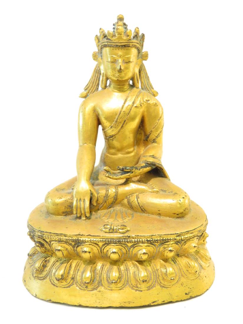 ANTIQUE SINOTIBETAN GILT BRONZE BUDDHA FIGURINE (1 of 6)