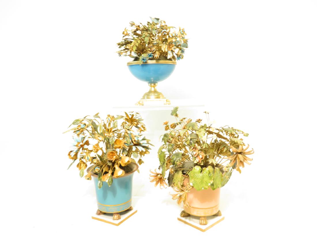 LOT OF 3 GILT AND ENAMELED FLOWER BOUQUETS (1 of 13)
