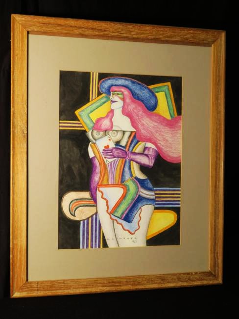 MIXED MEDIA PAINTING ON PAPER SIGNED "R. LINDNER" (1 of 6)