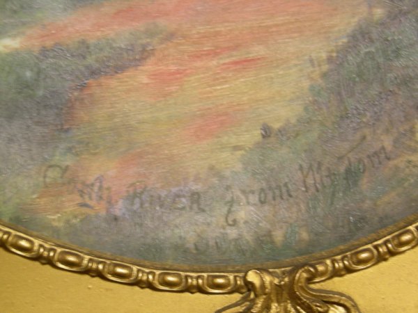 ANTIQUE GILT FRAMED HAND PAINTED SCENIC PLATE - 4