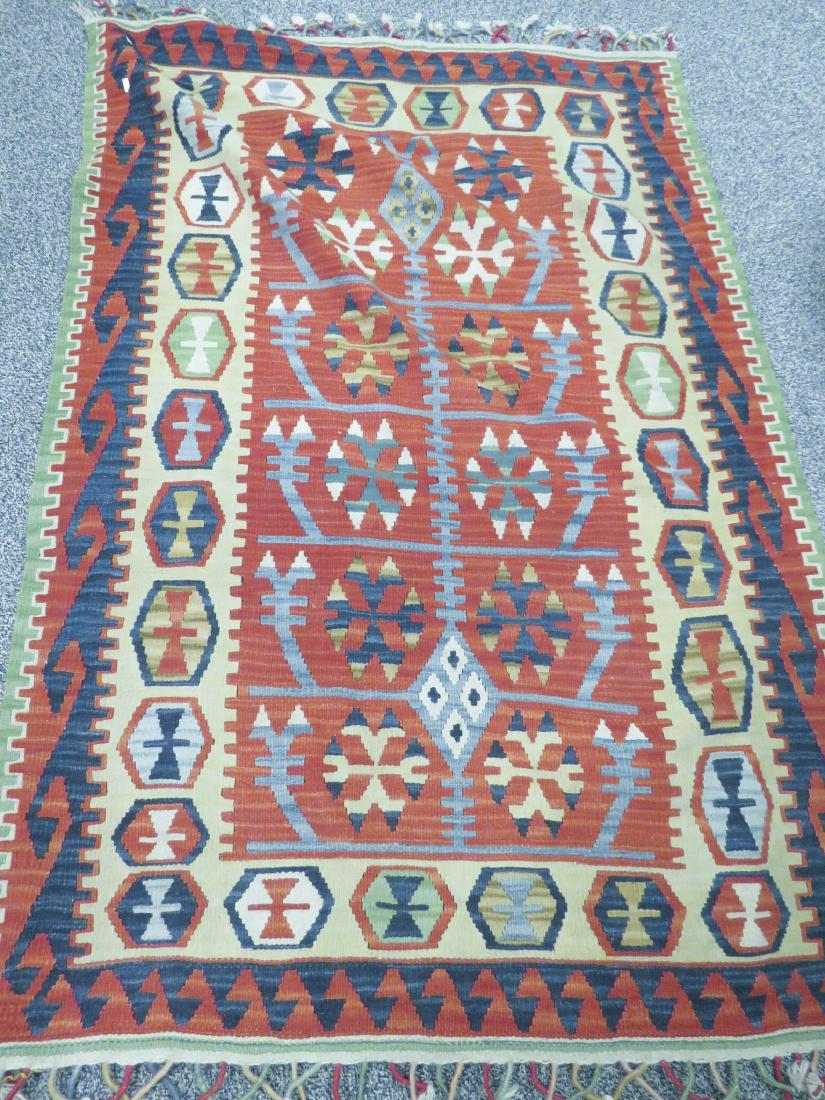 HAND KNOTTED FLATWEAVE KILIM RUG - 3'11" X 5'9" (1 of 4)