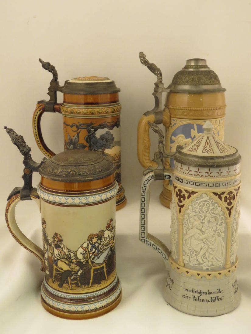FOUR METTLOCK 1/2 LITER ANTIQUE BEER STEINS (1 of 10)