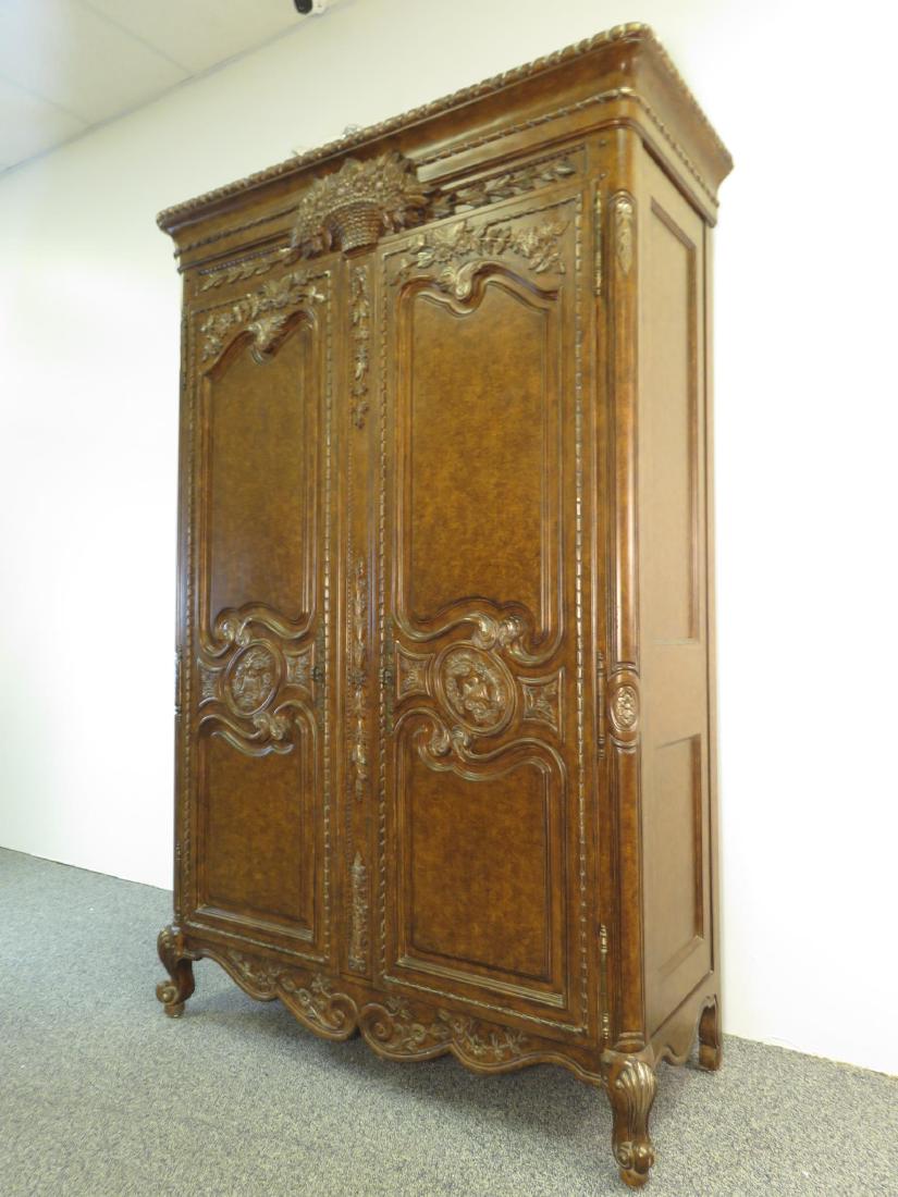 LARGE BURLED FINISH ARMOIRE 1 OF 2 (1 of 6)