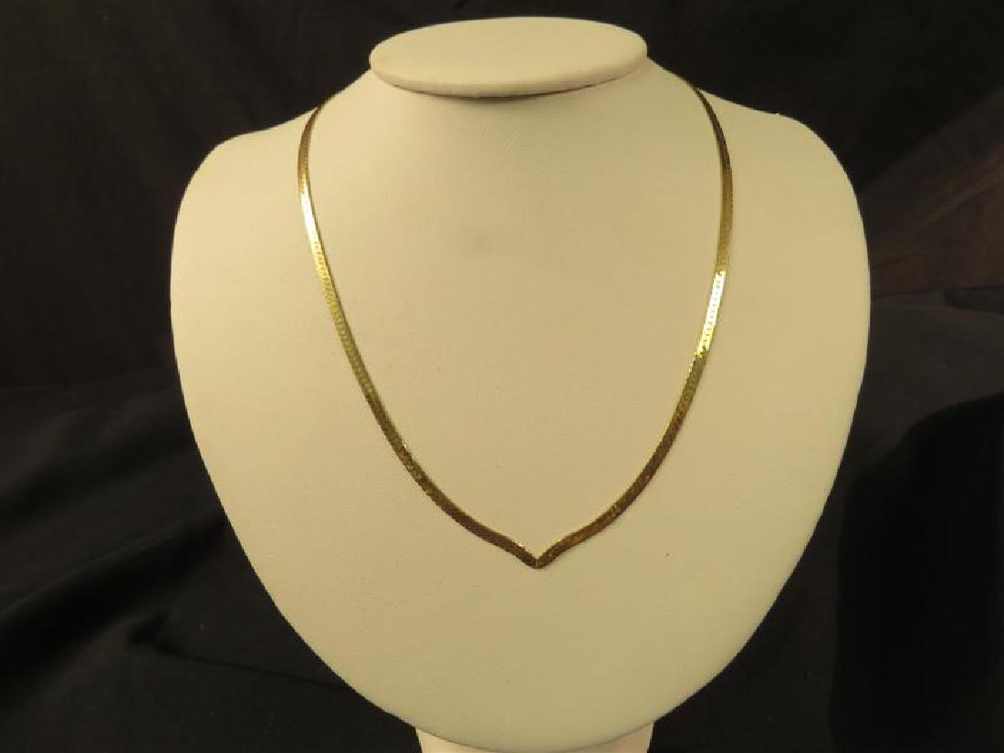 LADIES 14K GOLD HERRINGBONE NECKLACE 18" 3MM (1 of 3)
