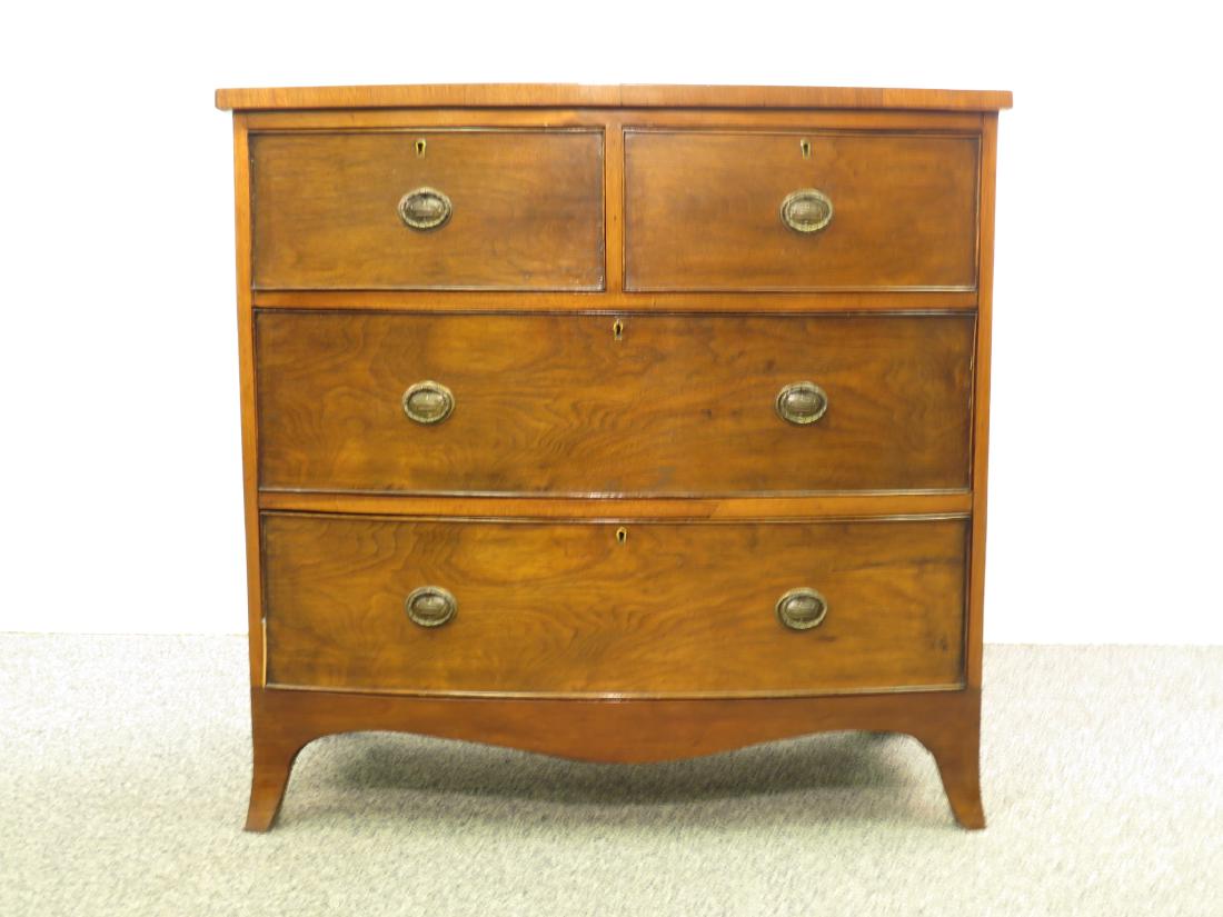ANTIQUE MAHOGANY BOWFRONT CHEST OF DRAWERS (1 of 7)