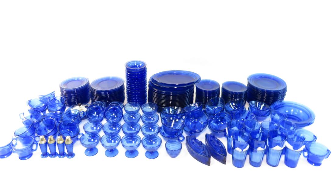 HUGE HAZEL-ATLAS COBALT DEPRESSION GLASS SET (1 of 9)