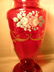 504: HAND PAINTED GILT DECORATED RUBY GLASS VASE LARGE - 5