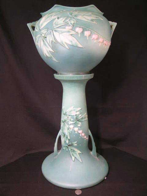 608: LG ANTIQUE ROSEVILLE POTTERY JARDINIERE PEDESTAL