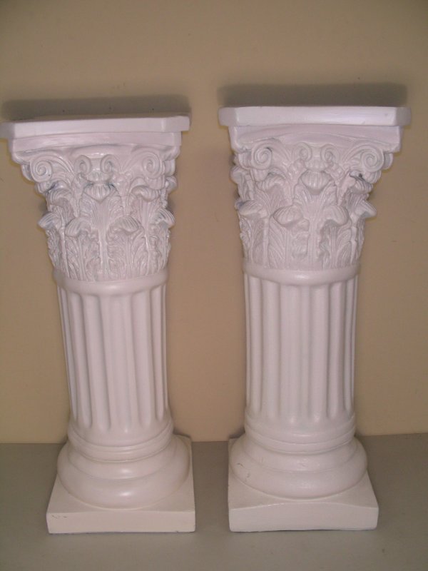 130 TWO WHITE PLASTER COLUMN PEDESTALS