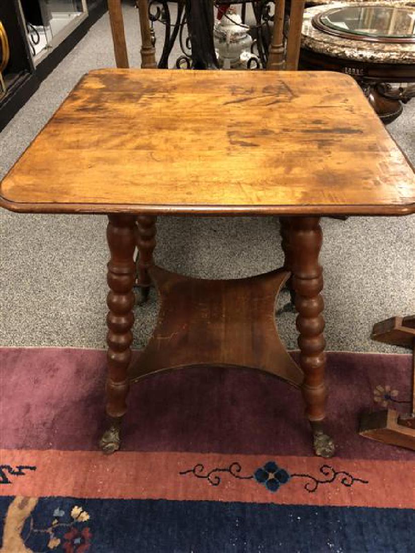 ANTIQUE 19thC METAL & GLASS CLAW FOOT SQUARE TABLE (1 of 3)