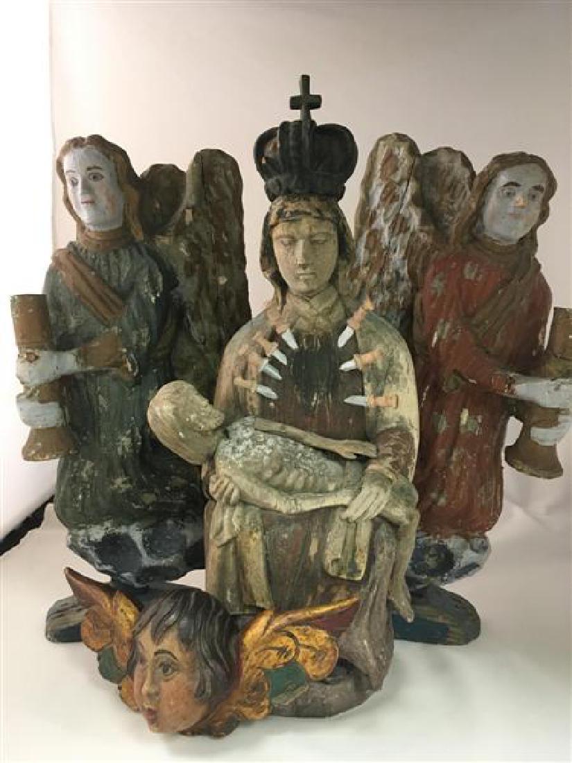 LOT OF 4 CARVED WOOD RELIGIOUS SANTOS (1 of 10)
