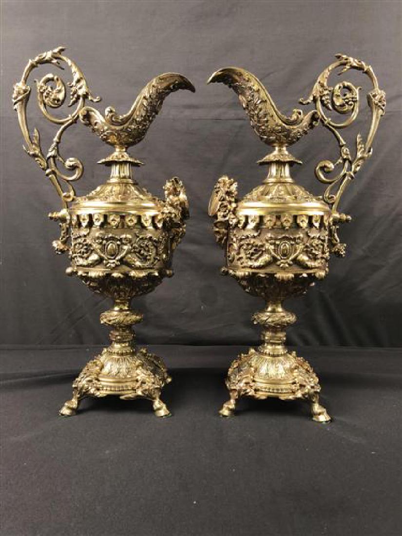 PAIR ROCOCO STYLE CAST BRONZE DECORATIVE EWERS (1 of 5)