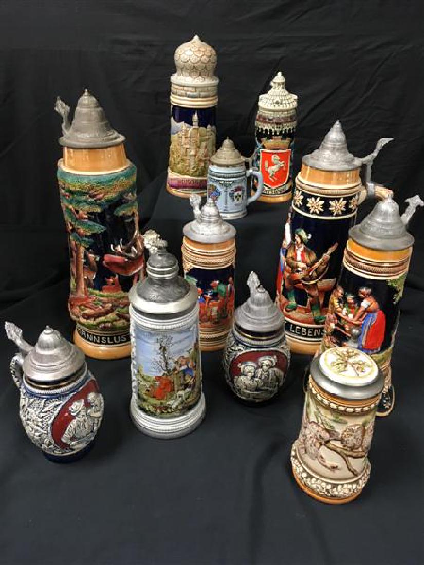 LOT OF 11 VINTAGE GERMAN BEER STEINS (1 of 8)