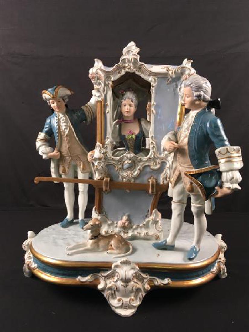 ROYAL DUX PORCELAIN FIGURE: THE SEDAN CHAIR (1 of 6)
