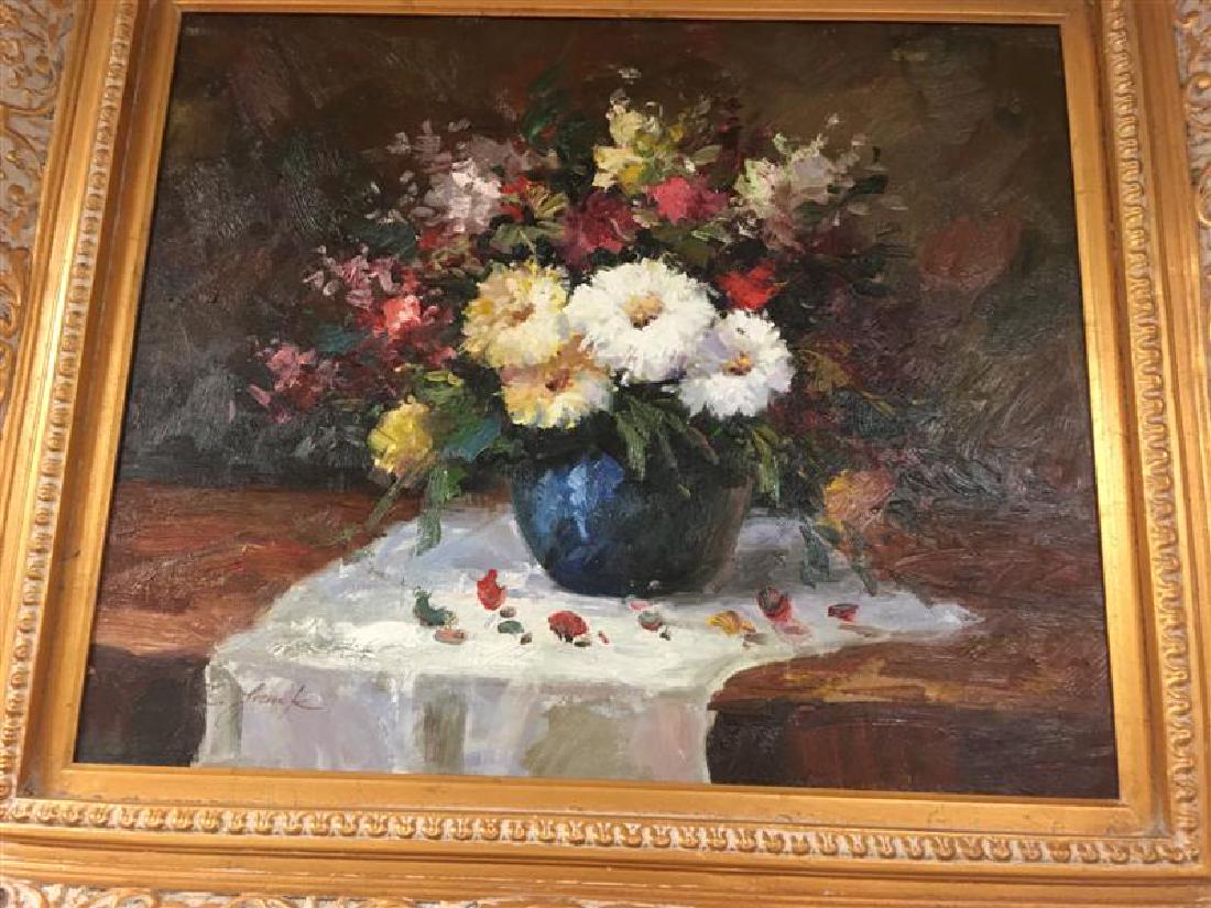 20th C DECORATIVE STILL LIFE PAINTING: FLOWERS (1 of 3)