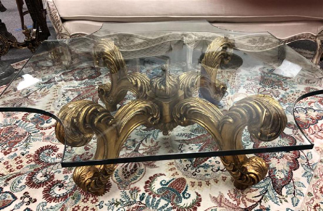 DREXEL HERITAGE GILDED CARVED WOOD COCKTAIL TABLE (1 of 3)