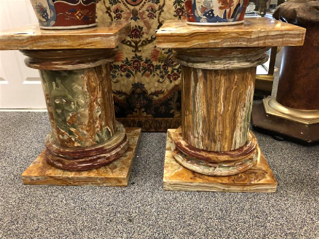 PAIR VARIEGATED ONYX PEDESTALS (1 of 7)