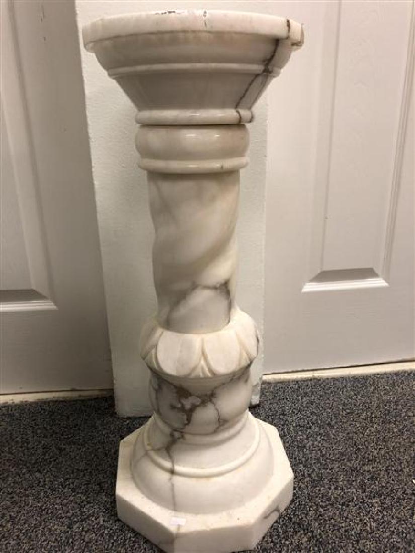 WHITE AND GREY VARIEGATED MARBLE PEDESTAL (1 of 4)