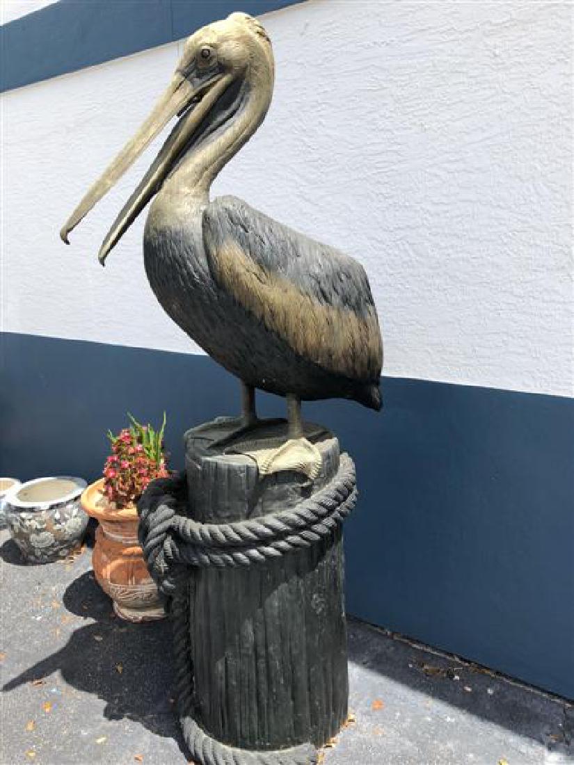 LARGE BRONZE GARDEN STATUARY PELICAN FOUNTAIN