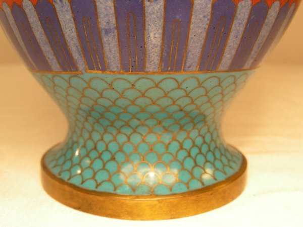 TWO CLOISONNE VASES BLACK FLORAL & MULTI COLOR - 2
