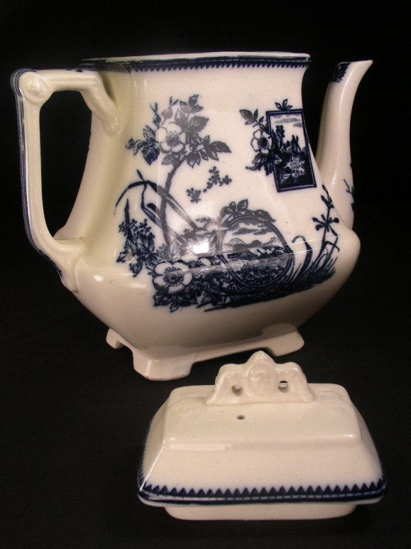 ENGLISH FLOW BLUE TEAPOT WITH LID - 2