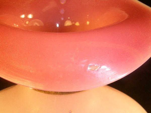 PAIR PINK ENAMELED CASED GLASS VASES - 9