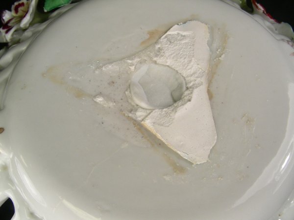 ANTIQUE BERLIN PORCELAIN FLORAL RELIEF BOWL - 9