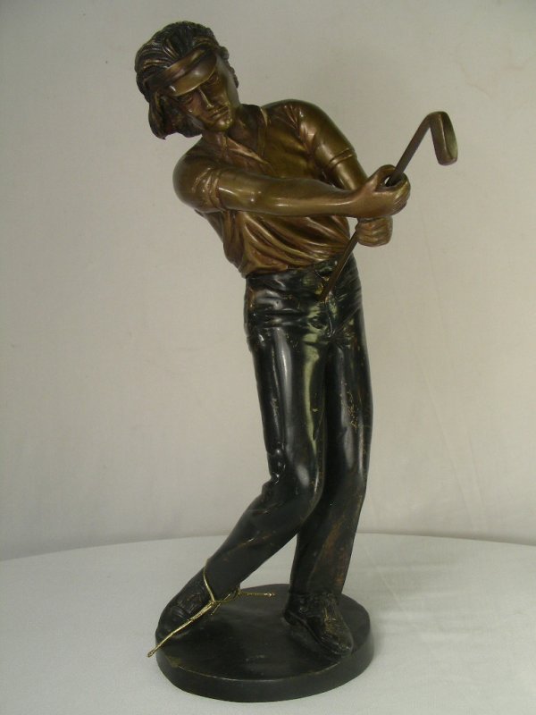 BRONZE FIGURE OF A GOLFER