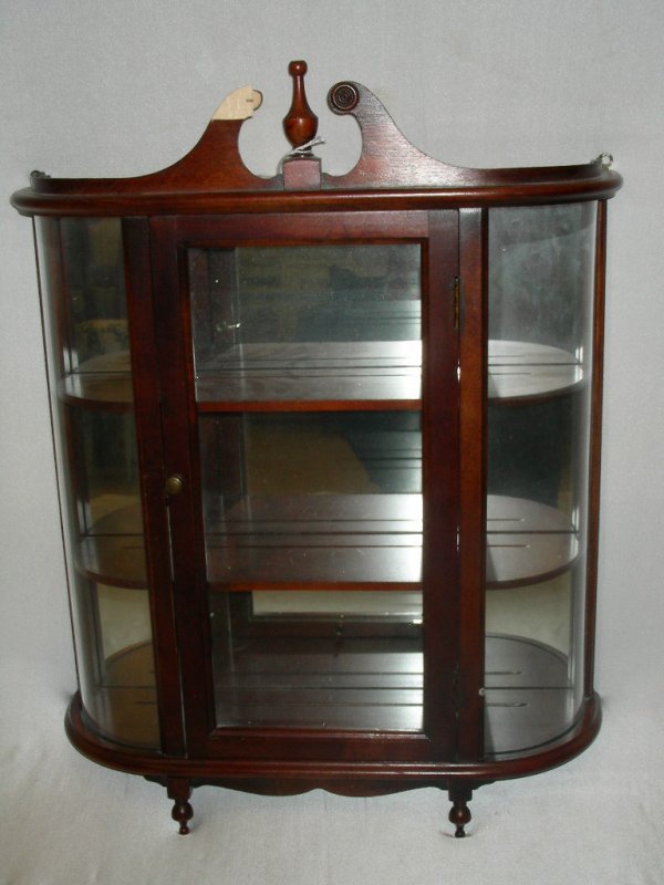 BUTLER STYLE CURIO WALL DISPLAY CASE TWO SHELVES
