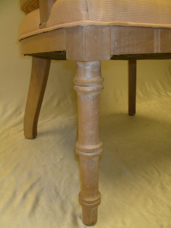 PEACH UPHOLSTERED CLUB CHAIR W/ CANE BACK & SIDES - 2