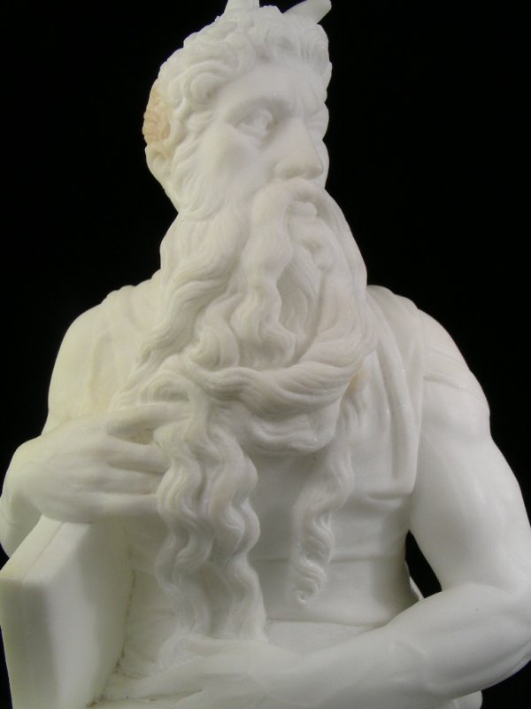 CARVED ALABASTER SCULPTURE SEATED MOSES - 7