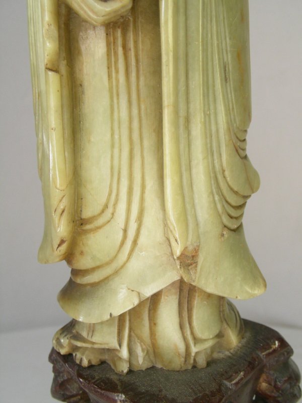 ANTIQUE CHINESE CARVED SOAPSTONE FIGURAL LAMP - 6