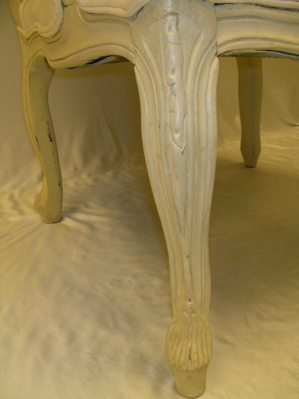 FRENCH STYLE BERGER CHAIR W/CREAM STRIPE FABRIC - 2
