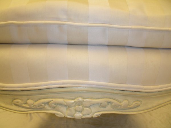 FRENCH STYLE BERGER CHAIR W/CREAM STRIPE FABRIC - 3