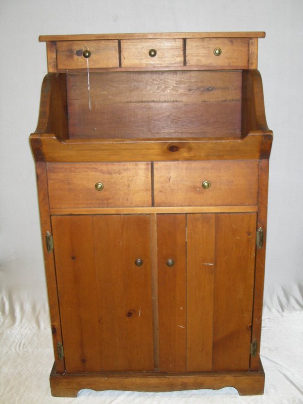 VINTAGE PRIMITIVE PINE DRY SINK W/ TWO DOORS