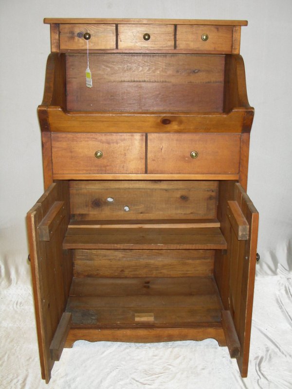 VINTAGE PRIMITIVE PINE DRY SINK W/ TWO DOORS - 2