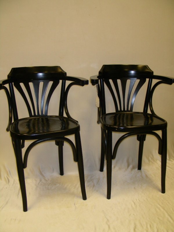 TWO ITALIAN VINTAGE BLACK PAINTED SIDE CHAIRS