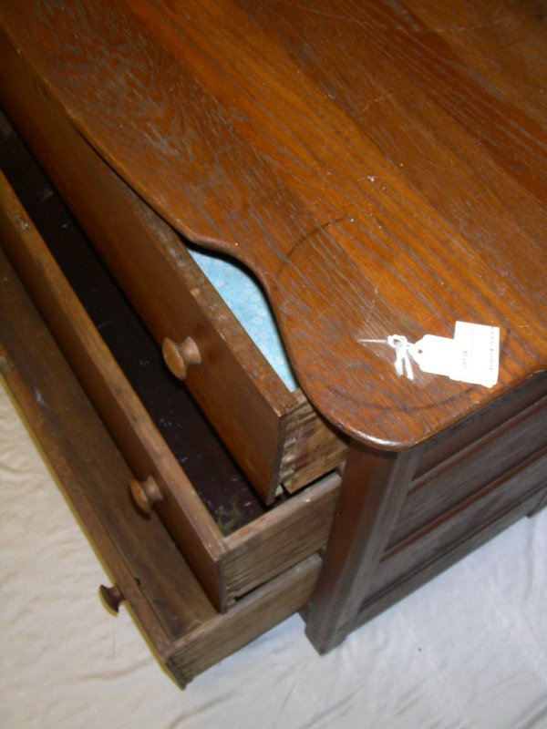 ANTIQUE OAK THREE DRAWER CHEST - 3