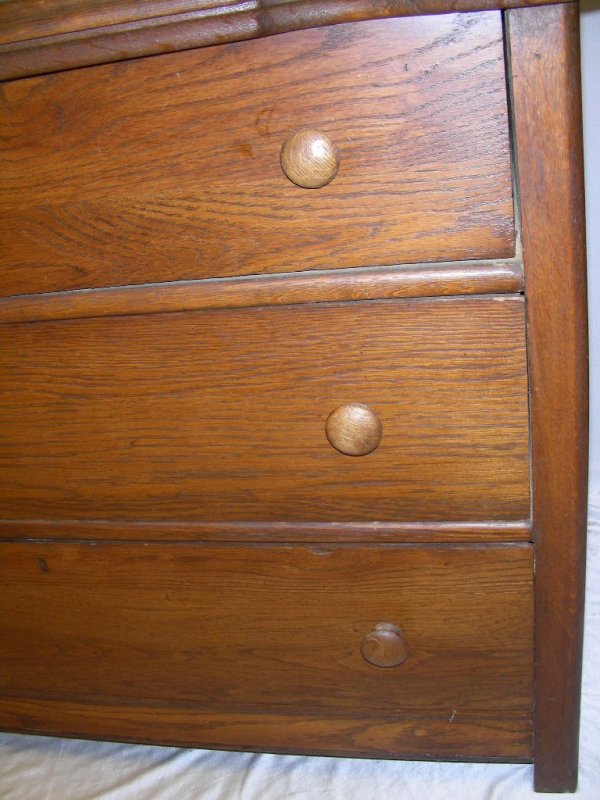 ANTIQUE OAK THREE DRAWER CHEST - 5