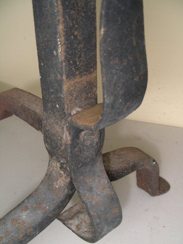 ANTIQUE SUNFLOWER IRON FIREPLACE ANDIRONS SCREEN - 6