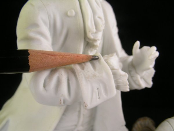 ANTIQUE BISQUE PORCELAIN FIGURAL GROUP BRASS BASE - 10