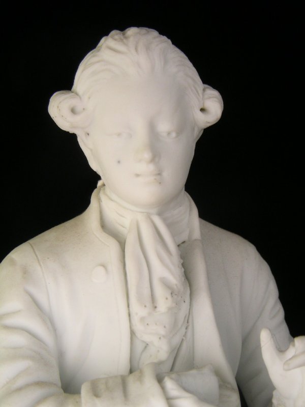 ANTIQUE BISQUE PORCELAIN FIGURAL GROUP BRASS BASE - 6