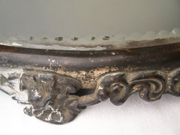 LARGE ROUND MIRRORED SILVER PLATE PLATEAU - 4