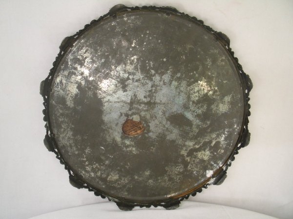 LARGE ROUND MIRRORED SILVER PLATE PLATEAU - 5