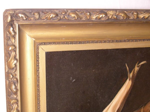 FRAMED & SIGNED J MAROGER 1945 ACRYLIC OIL PAINTIN - 6