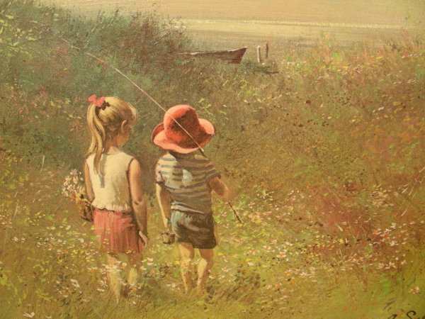 THREE PASTORAL OIL ON CANVAS PAINTINGS