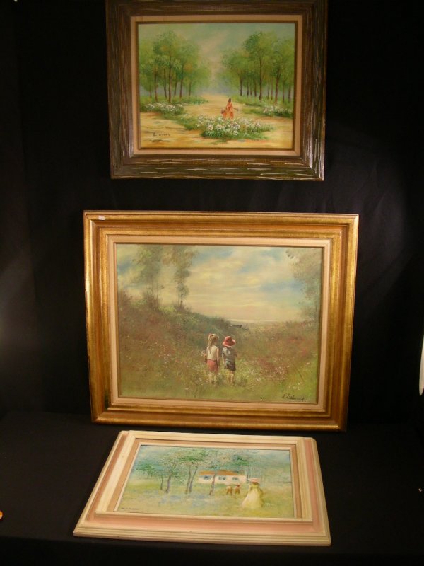 THREE PASTORAL OIL ON CANVAS PAINTINGS - 2